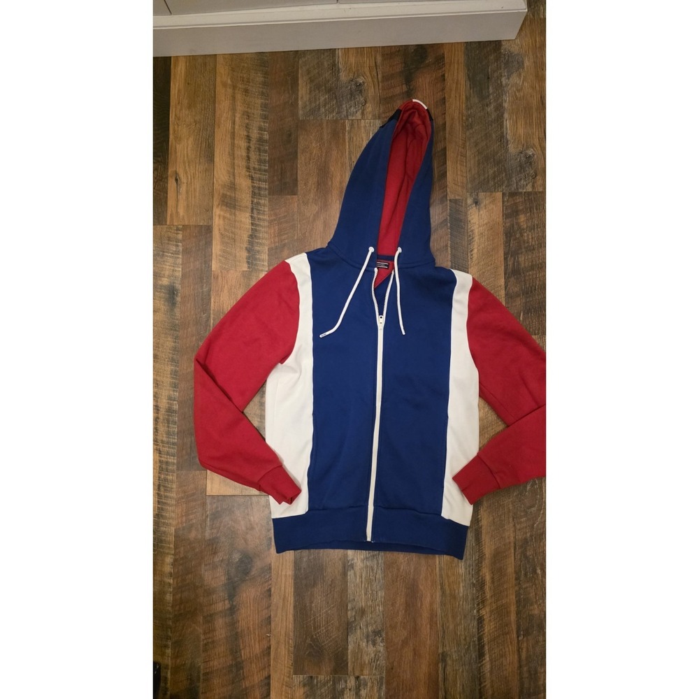 Tommy Hilfiger Hoodie Full Zip Jacket Color Block Flag Retro 90s America Sz Sm
